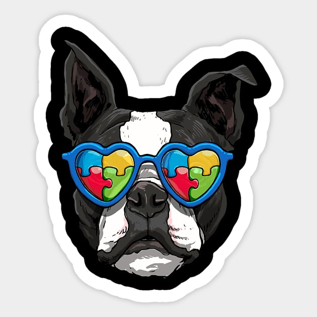 Boston Terrier Dog Autism Awareness Puzzle Sticker by eldridgejacqueline